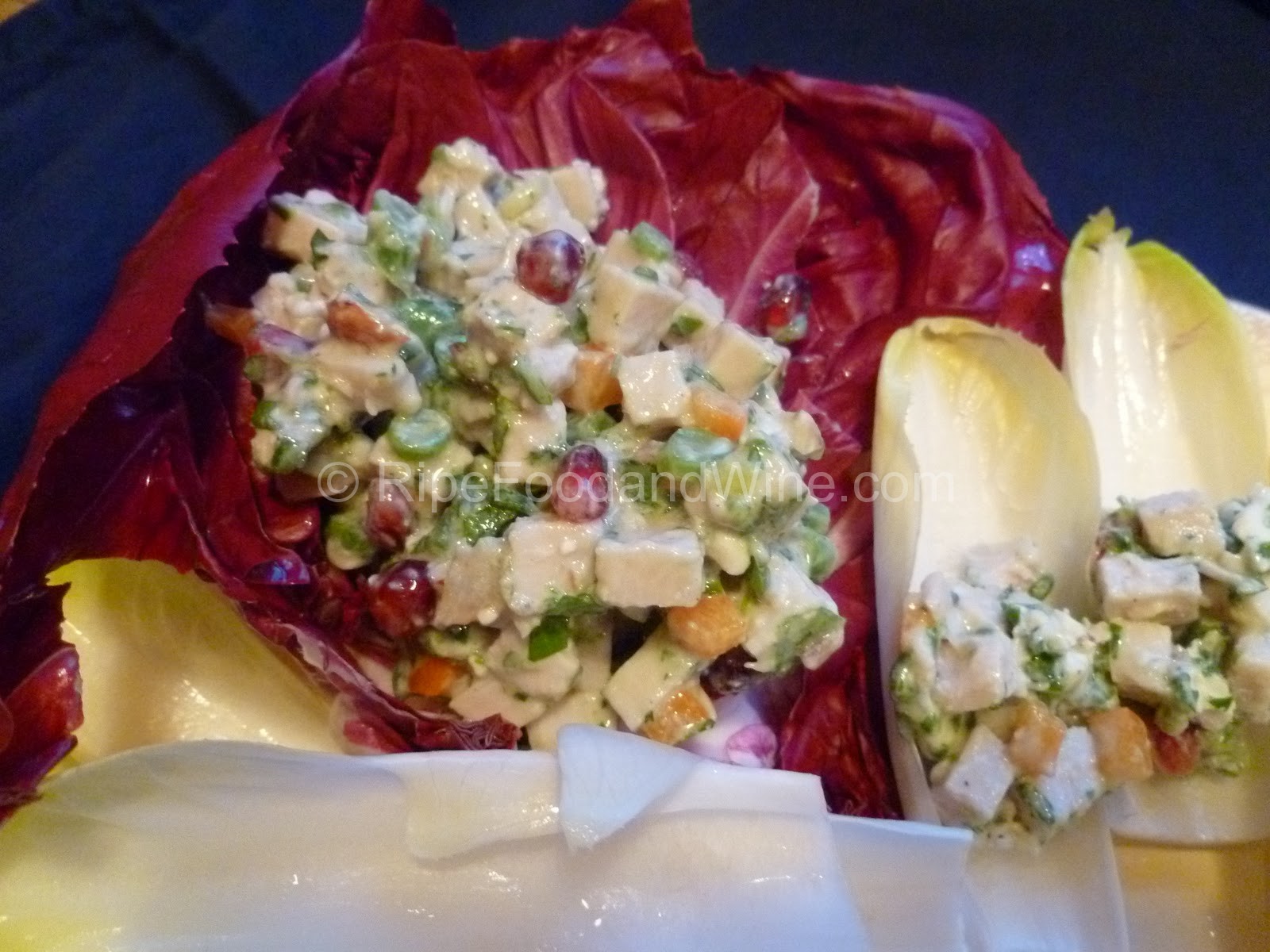 Smoked Turkey and Blue Cheese Salad in Endive Spears