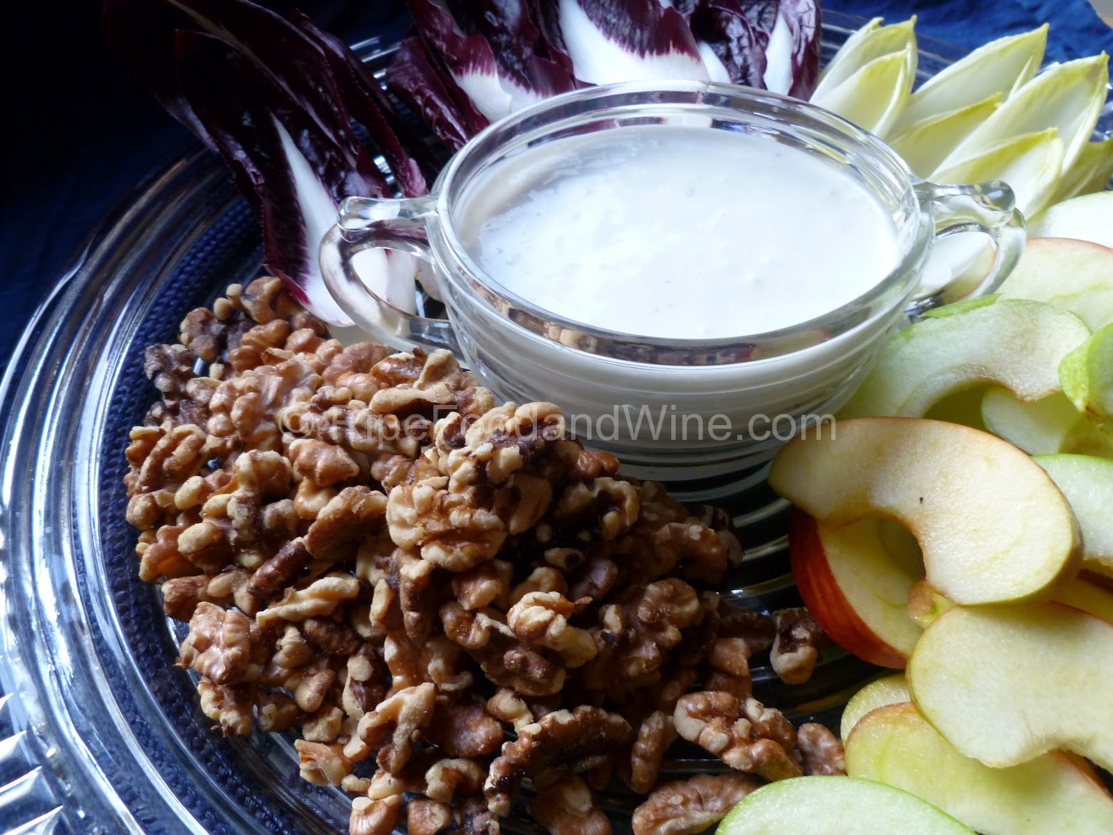 Deconstructed Waldorf Salad with Blue Cheese Dip