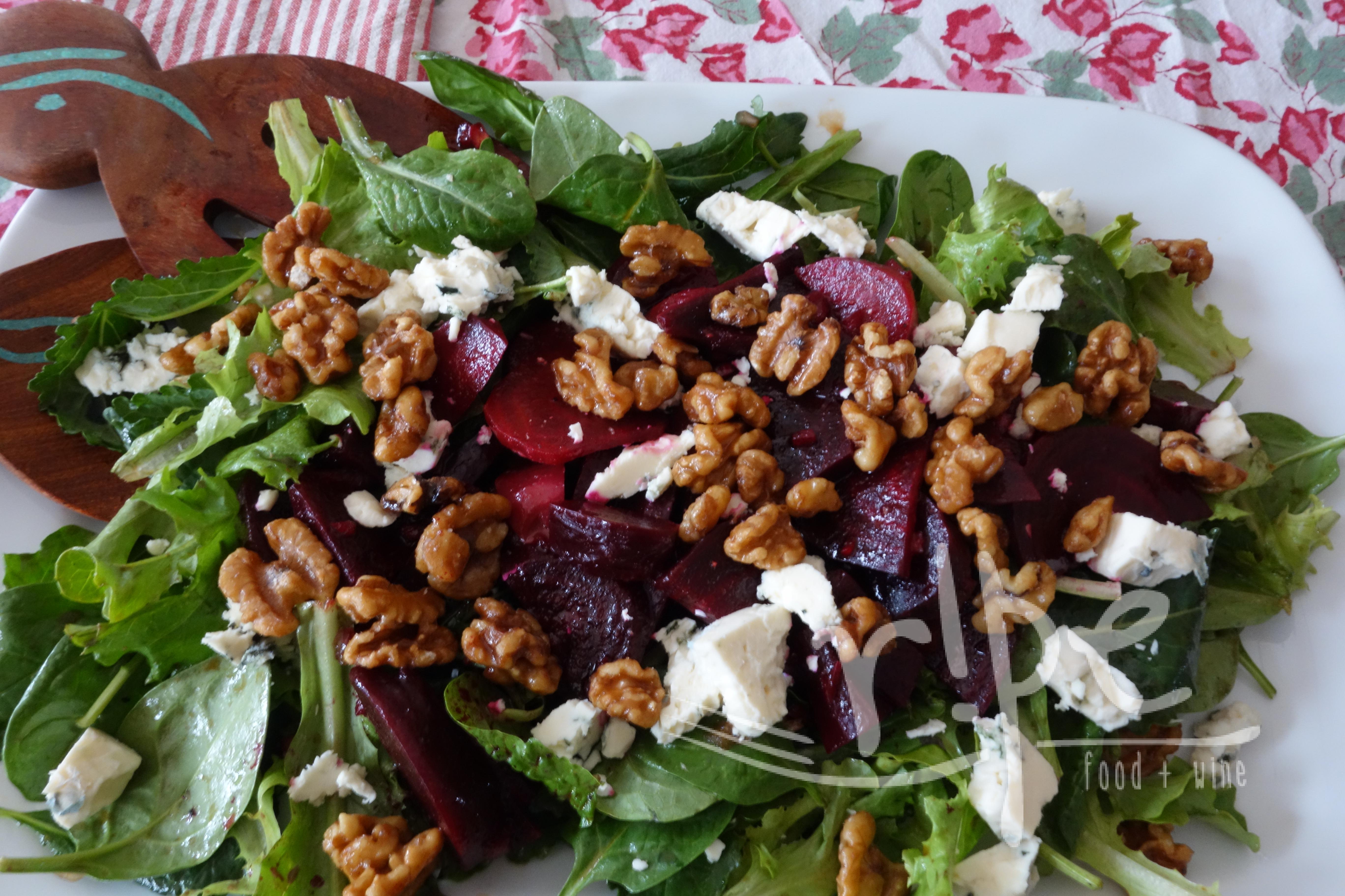 Beets with Blue Cheese and Candied Walnuts