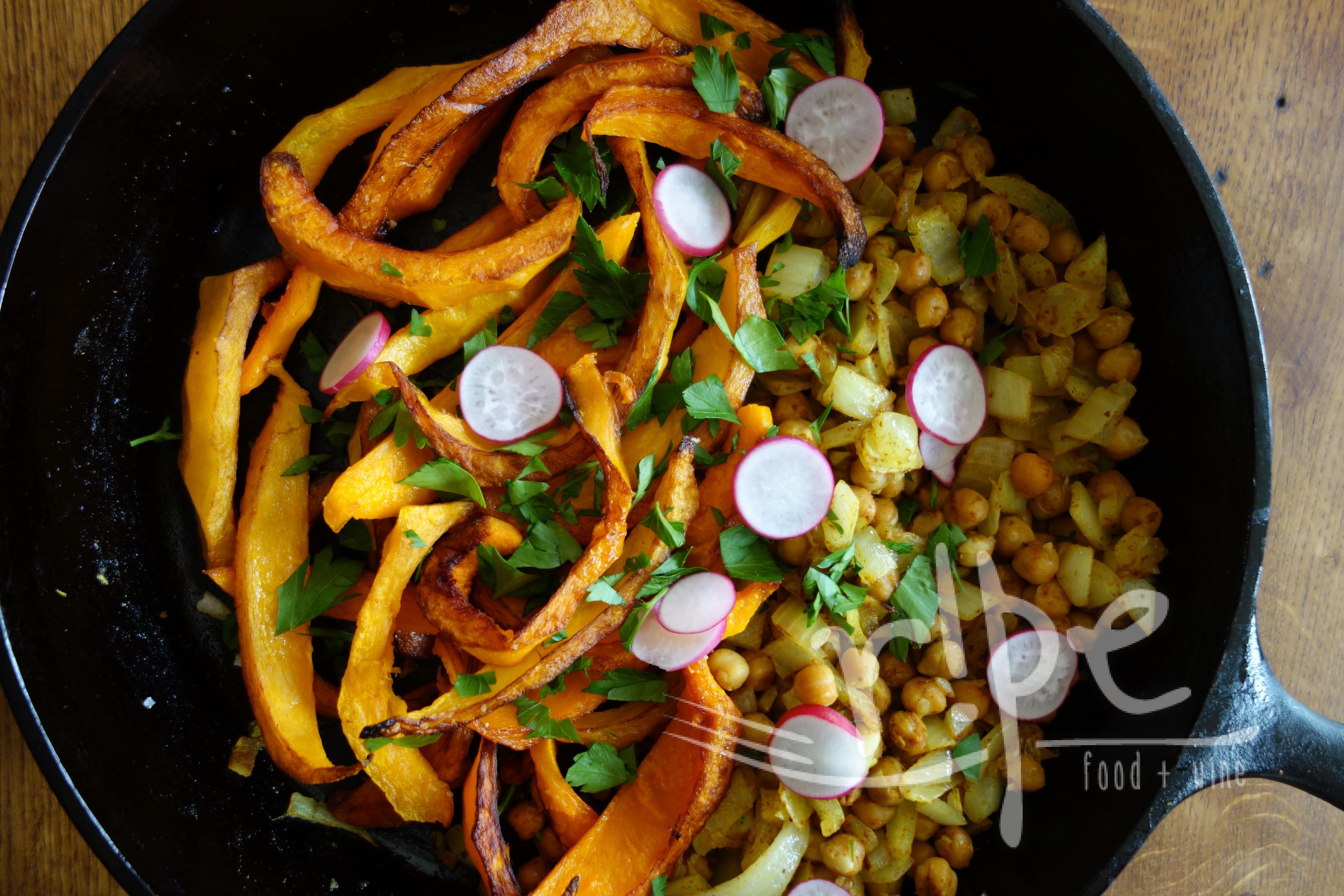 Roasted Kabocha Squash with Curried Chickpeas