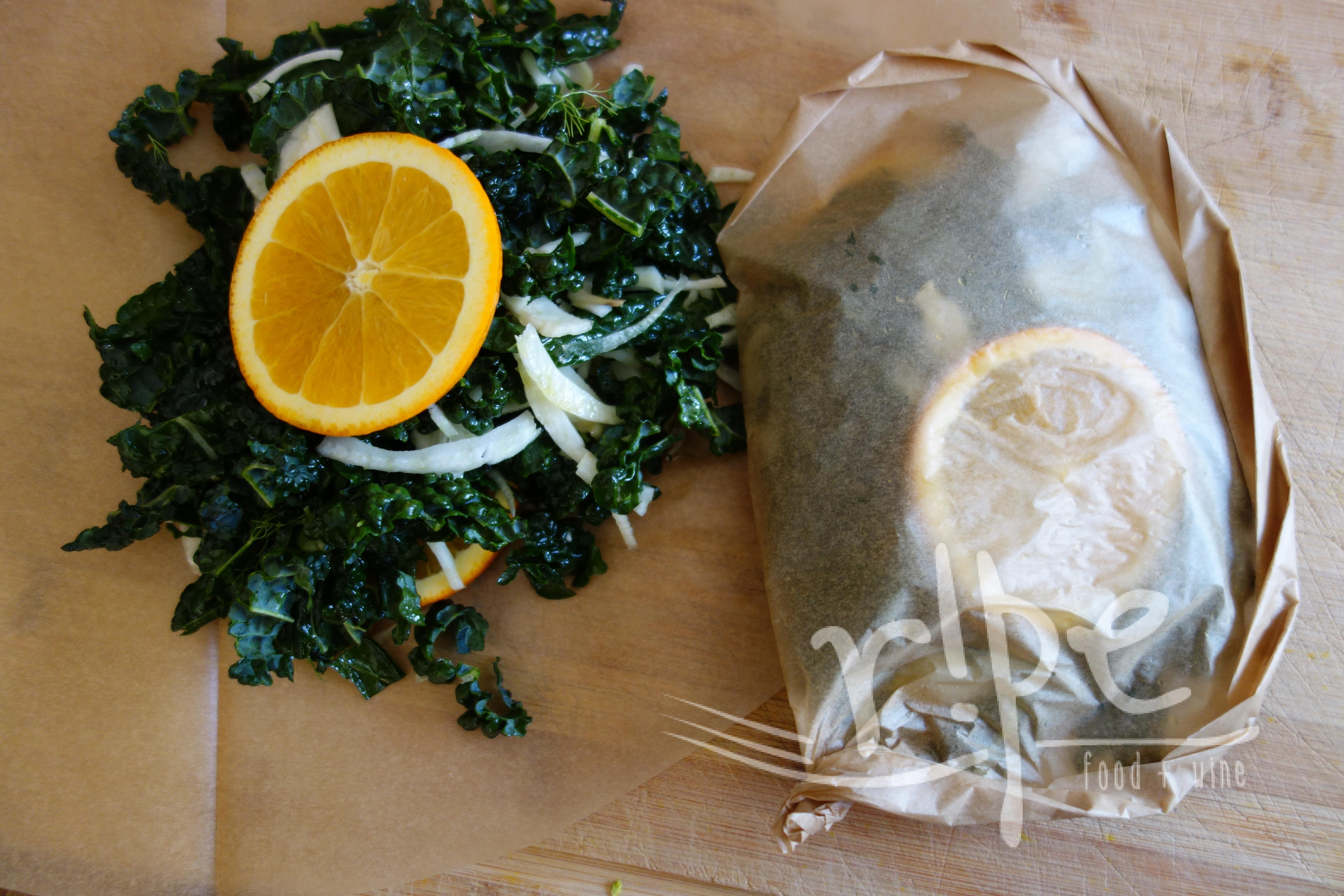 Parchment Baked Cod with Fennel, Kale & Orange