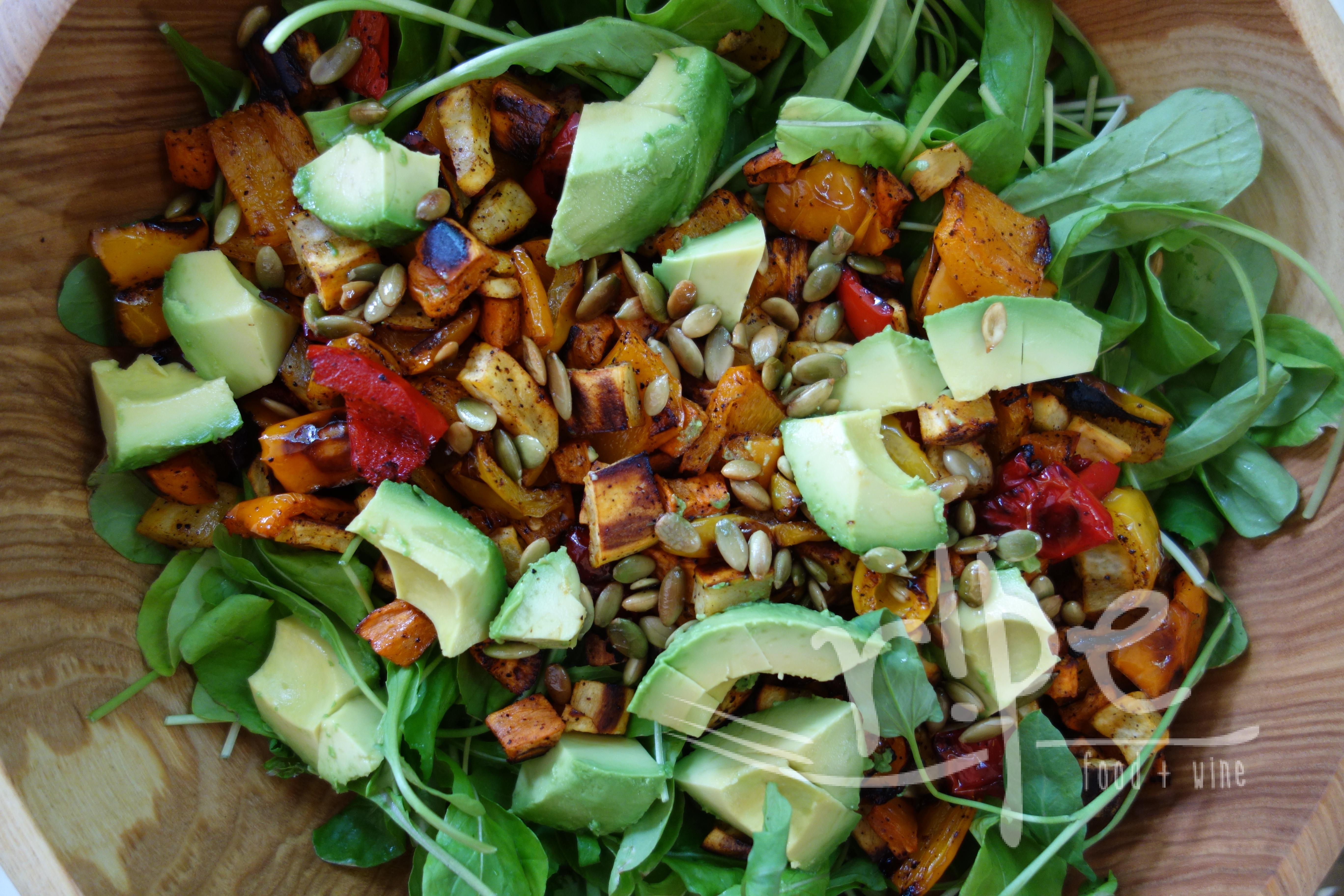 Roasted Sweet Potato Salad with Chipotle-Balsamic Dressing