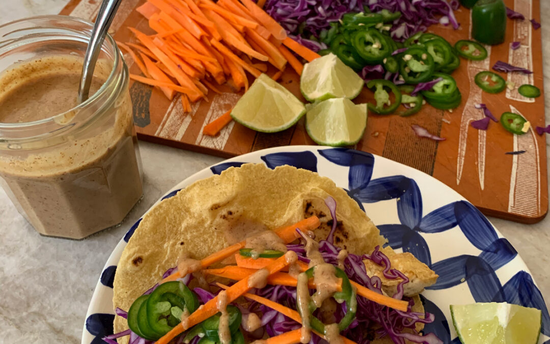 Tofu Tacos with Spicy Almond Sauce